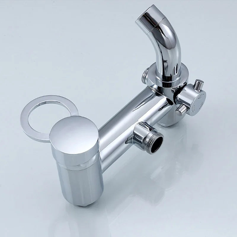 Wall-Mounted Rainfall Shower Faucet Set – Chrome & Copper