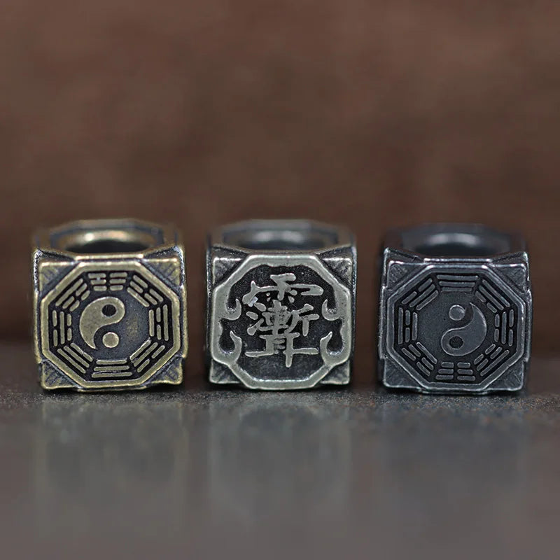 Eight Diagrams Block Brass Knife Beads EDC DIY Paracord Woven Bracelets Lanyard Pendants Accessories Outdoor Tool Hangings Charm