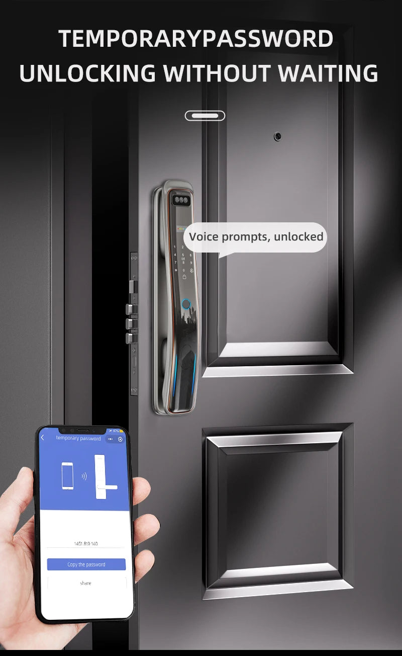 Wifi Tuya APP Password Door Lock Face Recognition Smart Lock With Camera  Digital Electronic Lock Automatic