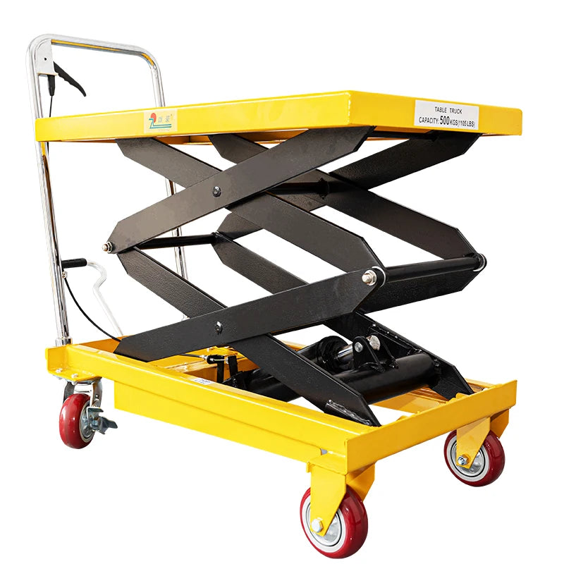 1000kg Portable Hydraulic Manual Lift Table Truck Mobile Mini Hand Lifter for Professional Woodwork Scissor Lifting Tool Pro
