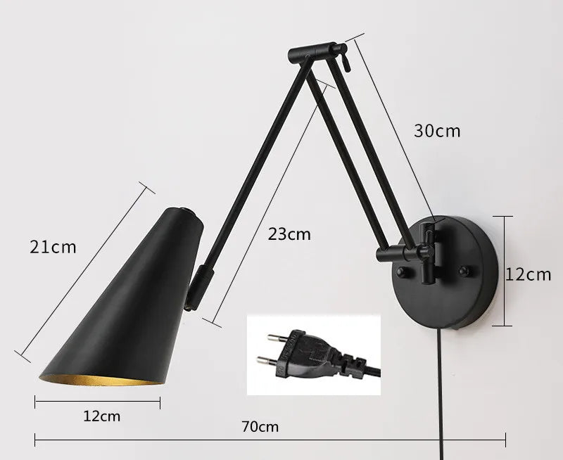 LED Wall Lamps Modern Adjustable Swing Long Arm Internal Touch Sensor Switch Household Bedside Lighting Decor Sconce Lights