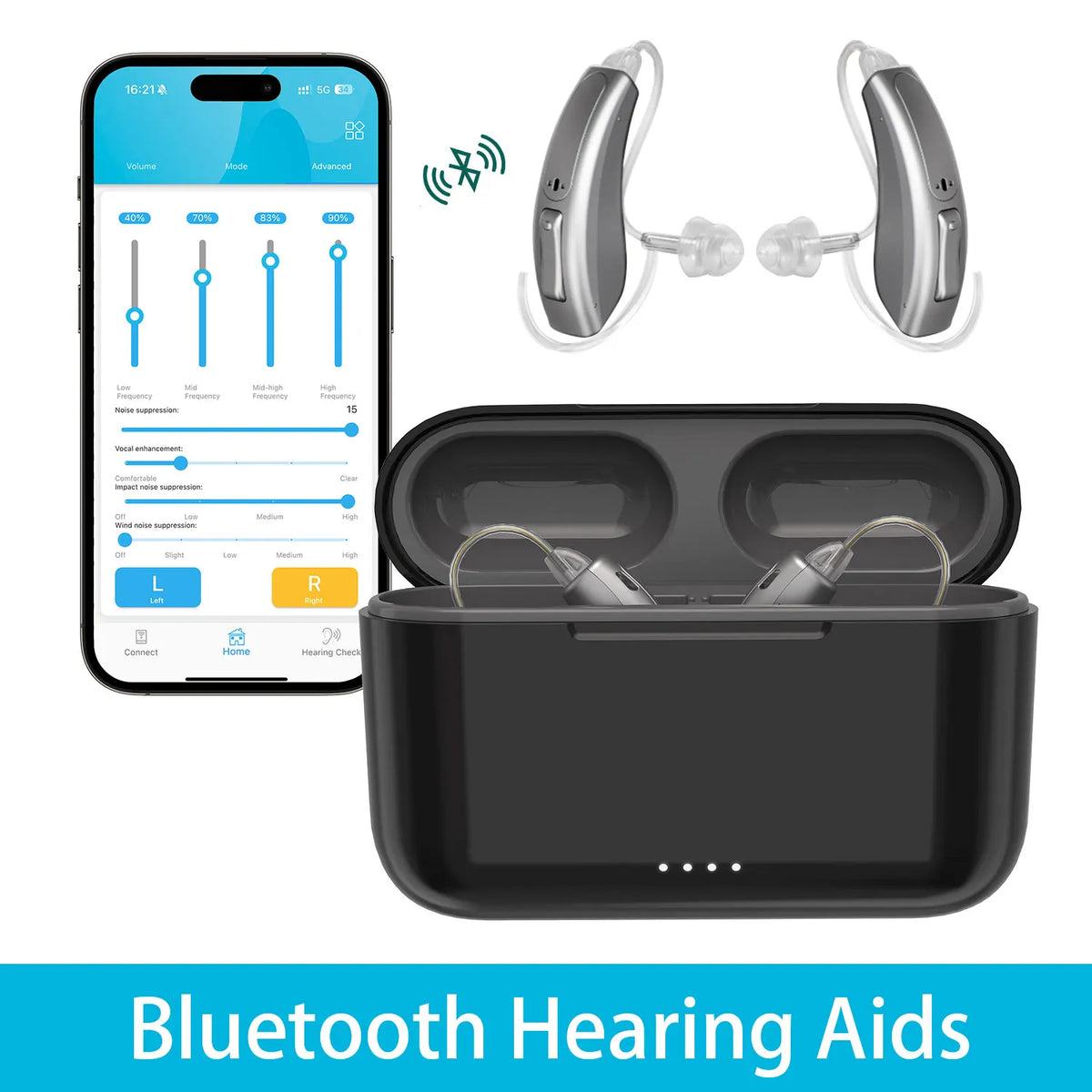 Rechargeable Hearing Aids for Deafness Elderly Digital Hearing Aid Sound Amplifier High Power Smart Noise Reductions Audifonos