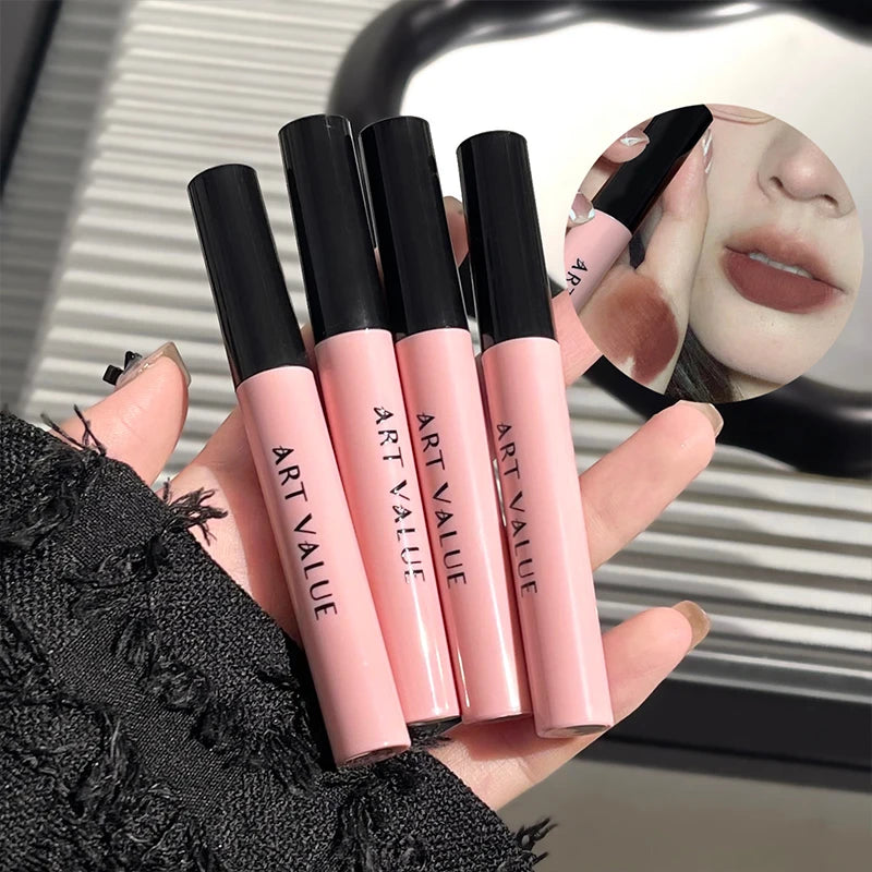 Art Value Black Pink Love Letter Lip Makeup Set Whitening Long-lasting Lip Mud Mirror Lip Glaze Gift Lip Glaze Set