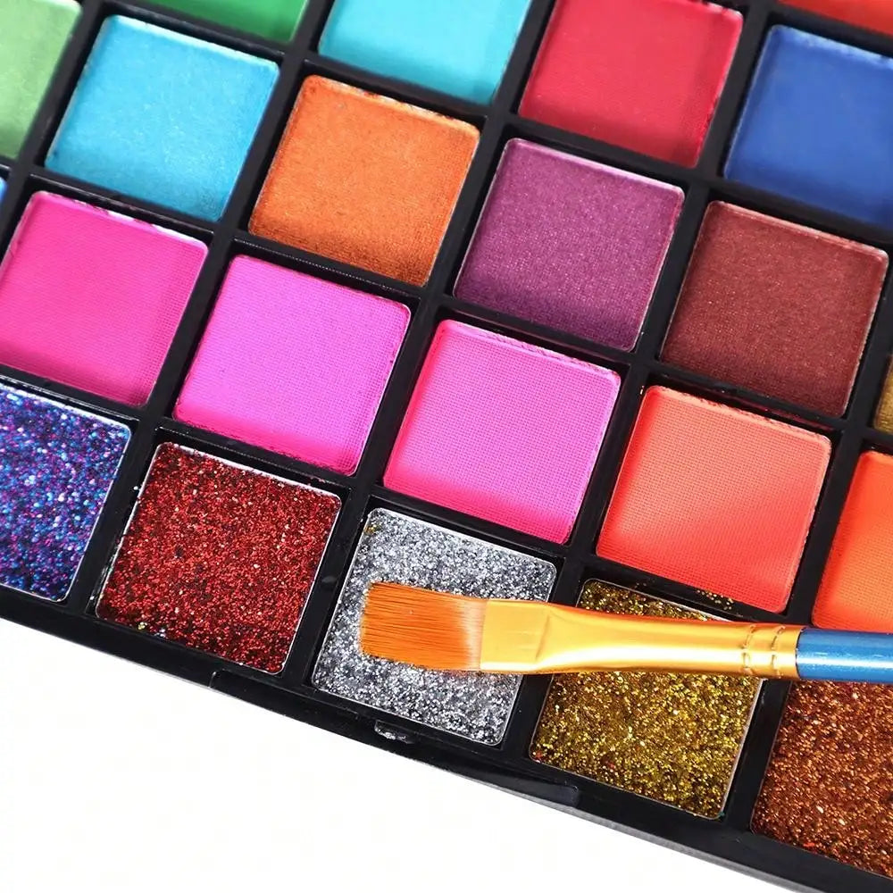 1 box of 54-color face painting set, water-activated eyeliner palette, main makeup, palette paint powder, professional face paint.