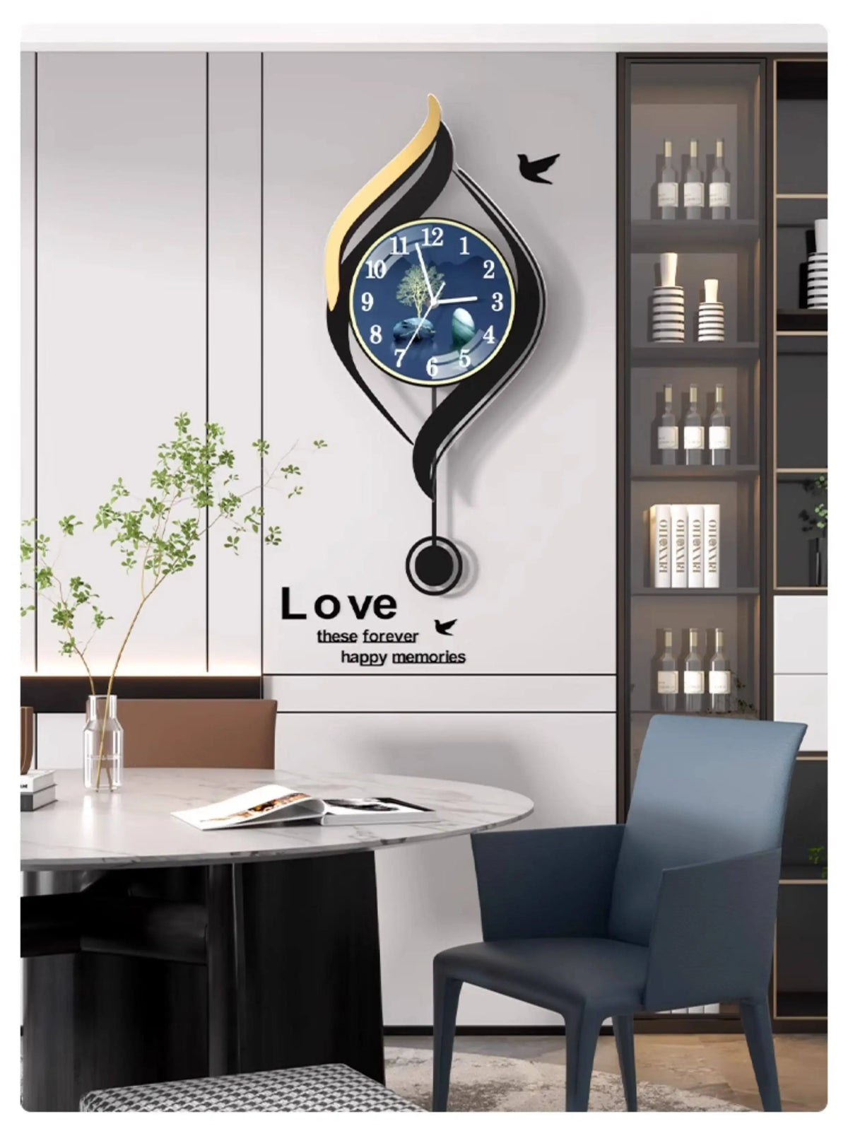 Chinese Style Xenomorph Wall Clock Modern Creative Luxury Metal Art Decor Silent Wall Watch For Living Room Study Home Decor