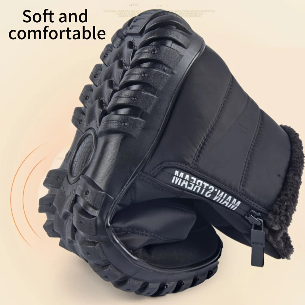 Winter Shoes Men's Sneakers Warm Cotton Zipper Snow Ankle Boots, Autumn Casual Shoes Waterproof Snow Boots Free Shipping Shoe