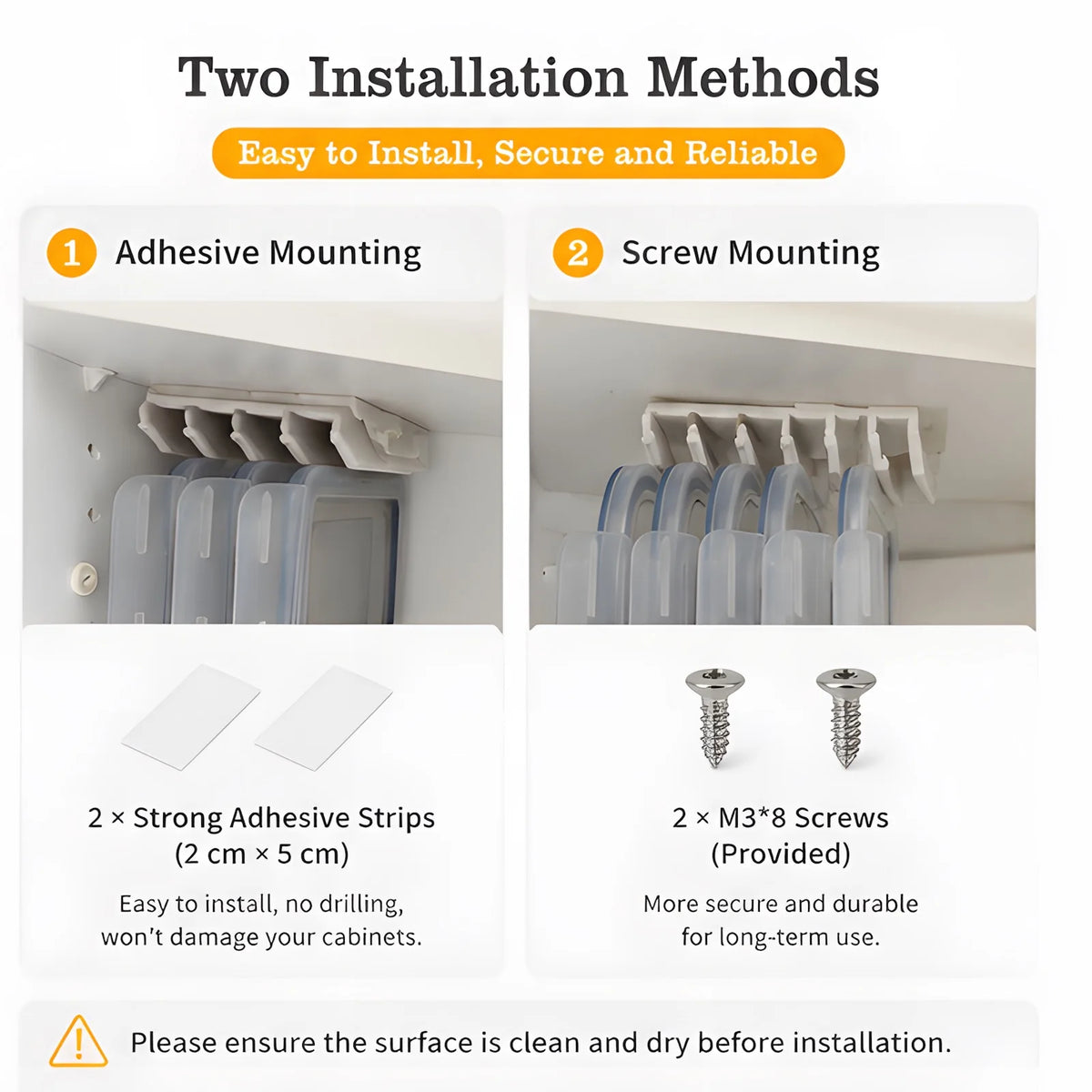 Under Cabinet Organizer Rack Kitchen Food Container Lid Holder Space Saver Shelf Hanger Bracket No Drill Self Adhesive