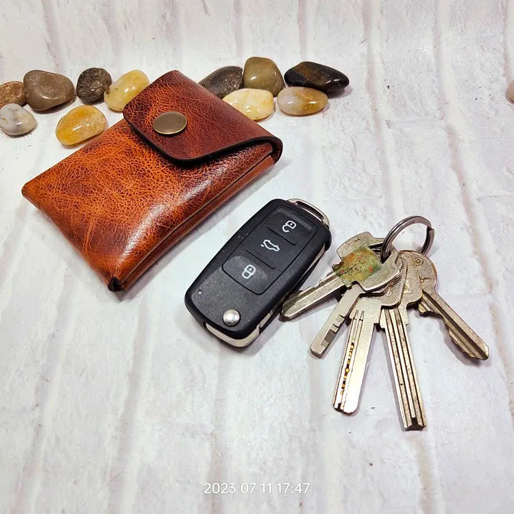 Mini Waist Bag Genuine Leather Belt Pouch Wallet Card Holder Car Key Purse Pack Driver's license Case Men Women 6071