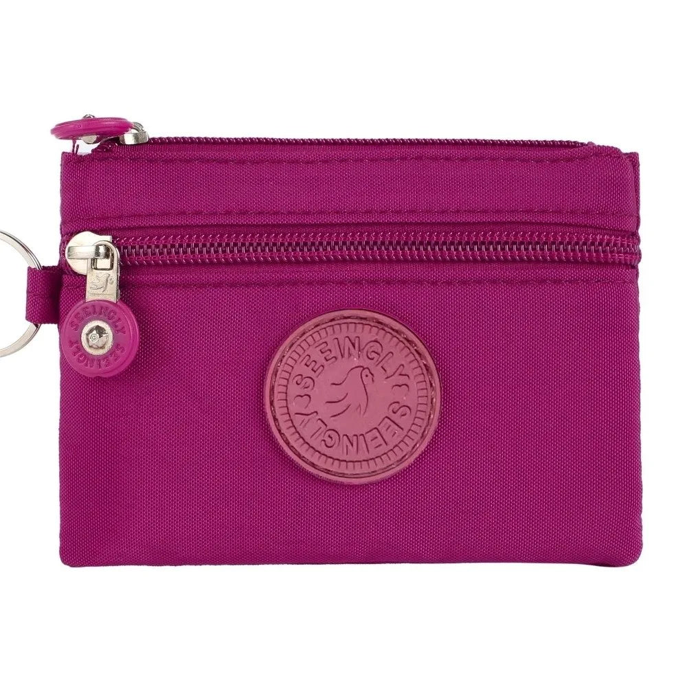 Durable Canvas Money Coin Purse Waterproof Wear-resistant Credit Card Holoder with Key Ring Wallet Money Bag Male Female