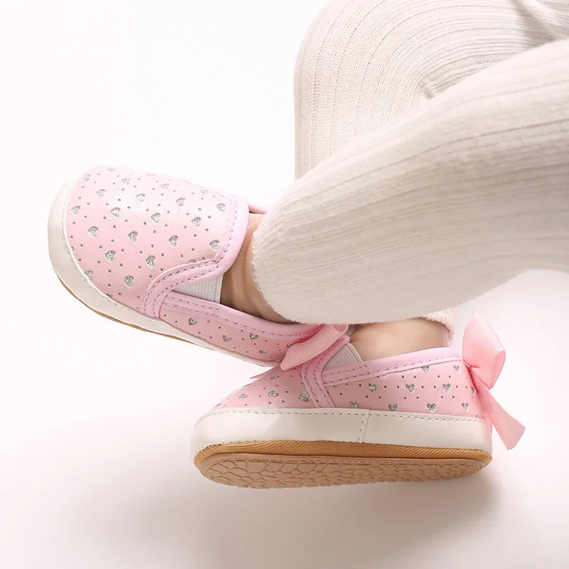 Baby Learning Walk Shoes, Cute Printed & Bow Sneakers, Soft Sole Casual Footwear for Infants 0-18M
