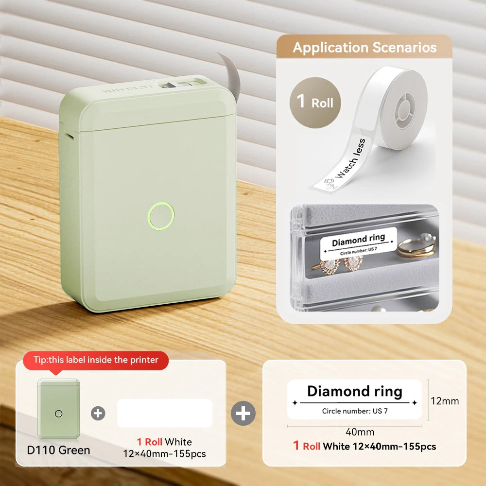 Niimbot D110 Mini Thermal Label Printer Wireless Adhesive Sticker Maker DIY Name Tag Inkless Labeling Machine for Phone