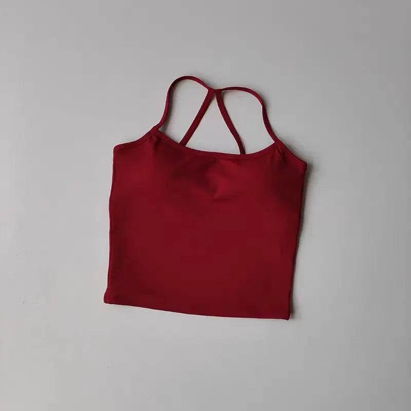 Yoga 2Pcs Women Naked Skin Set Thin Strap Beauty Back Tank High Waist Butt Lift Shorts Soft Breathable Gym Fitness Outfit
