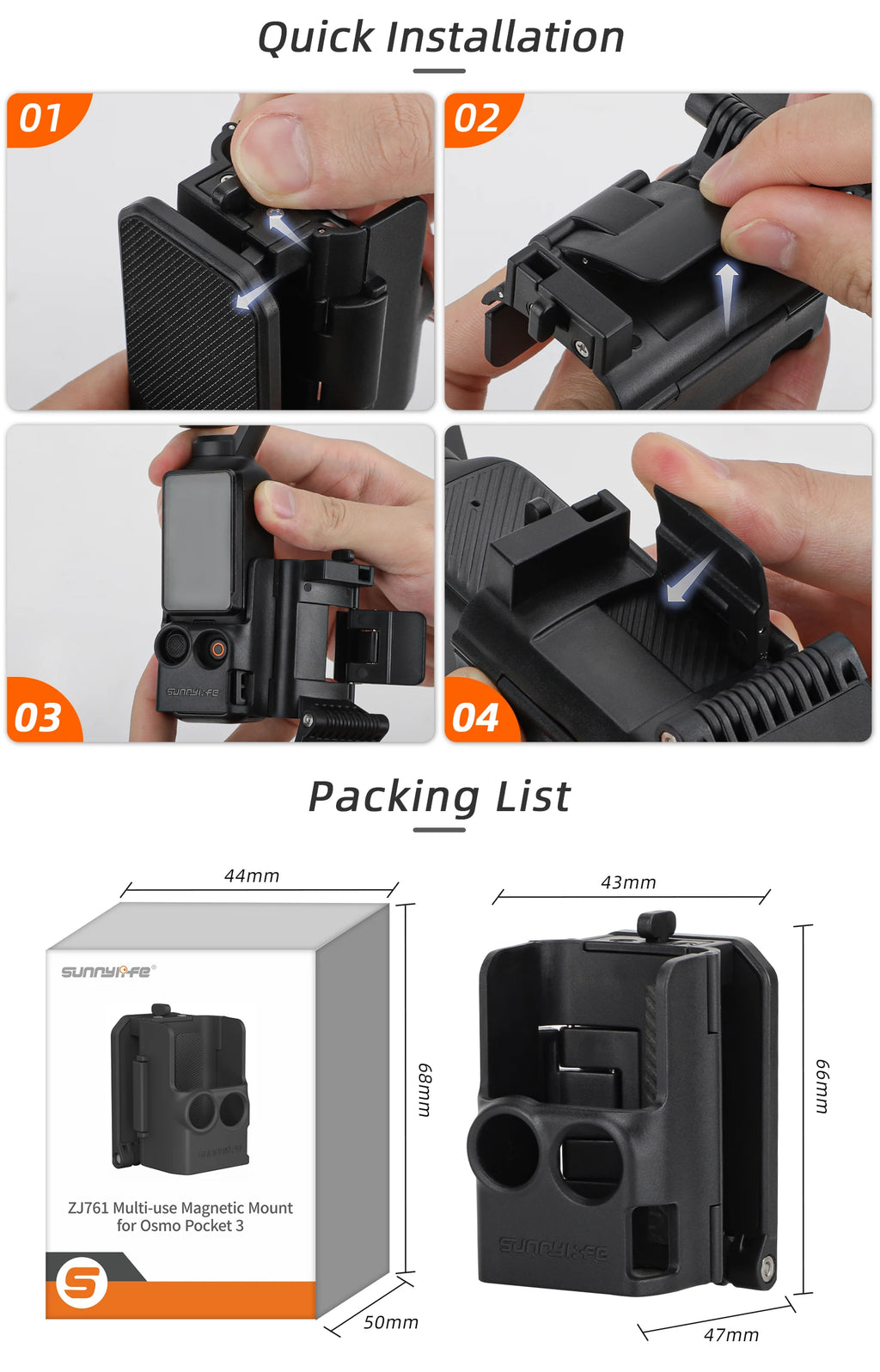 Sunnylife Multifunctional Magnetic Mount Tabletop Base Bracket Angles Adjustable Holder Base V-log Accessories For Osmo Pocket 3