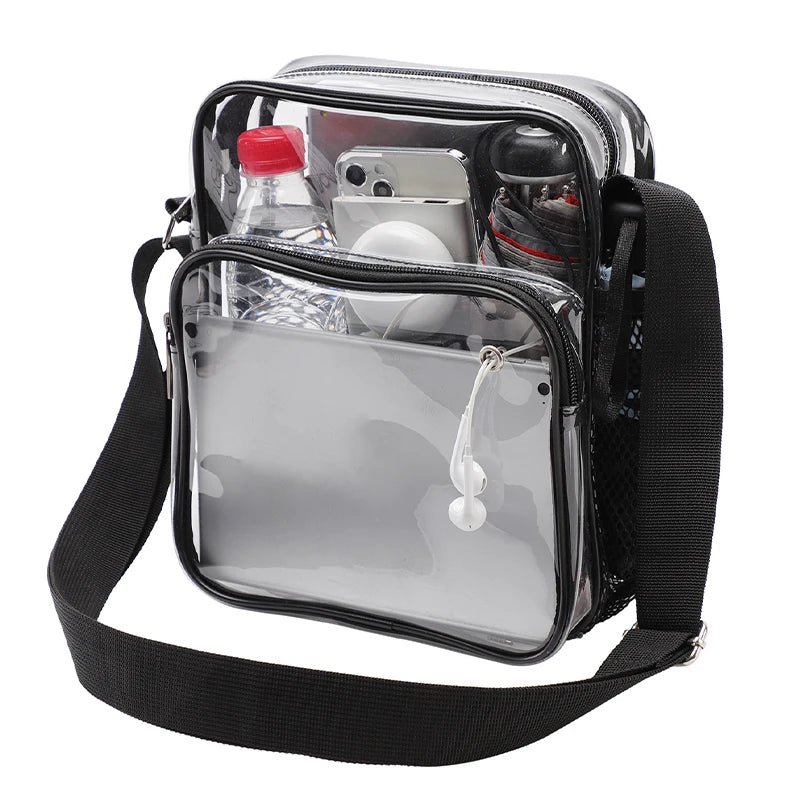 TINYAT Women Lightweight Mesh Strap Transparent PVC Bags Put Lost Headphone Jack Umbrella Cell Phone 9.7 inch iPad For Concerts