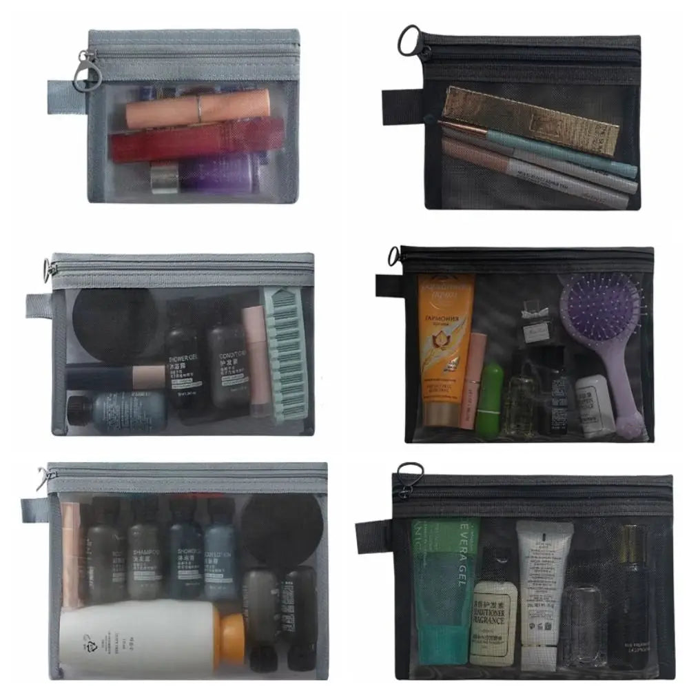 Large Capacity Mesh Cosmetic Bag Square Bag Zipper Bag Makeup Bag Lipstick Bag Organizer Case Storage Toiletry Bag Travel