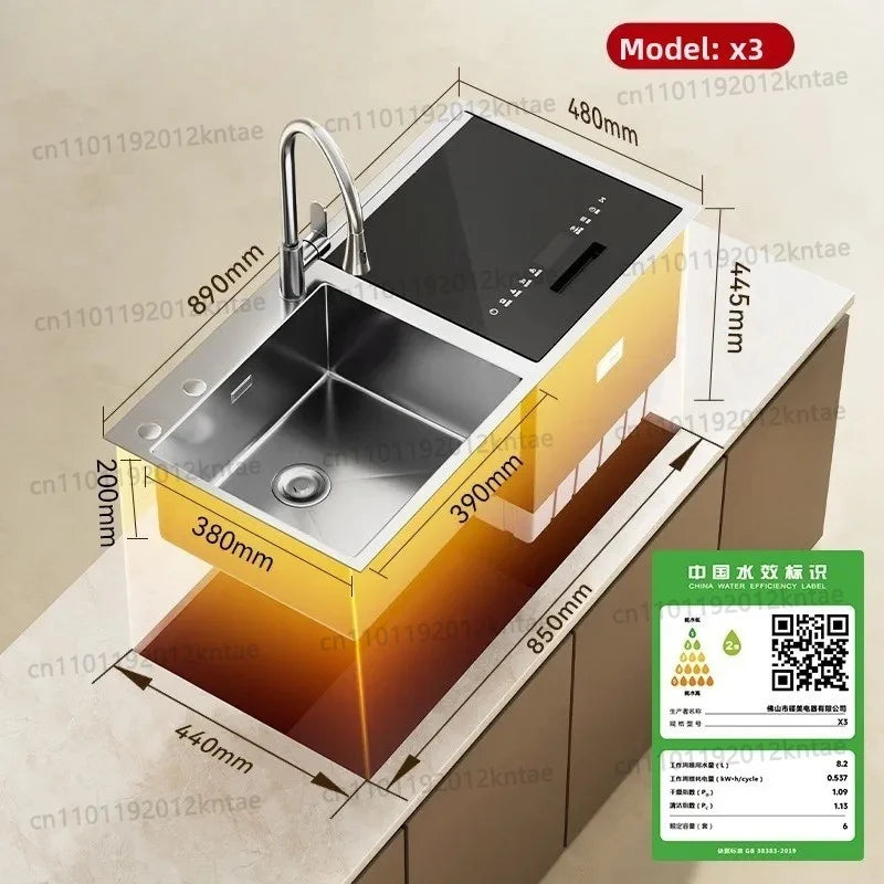 Integrated sink, dishwasher, integrated fully automatic kitchen, embedded washing fruits and vegetables
