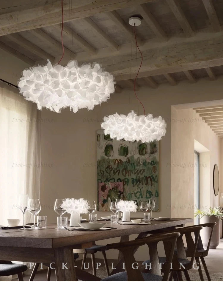Nordic flower Petal Ceiling Chandelier Mama Non Mama Suspension lamp for Living Room Bedroom Restaurant art colorful cloud lamp