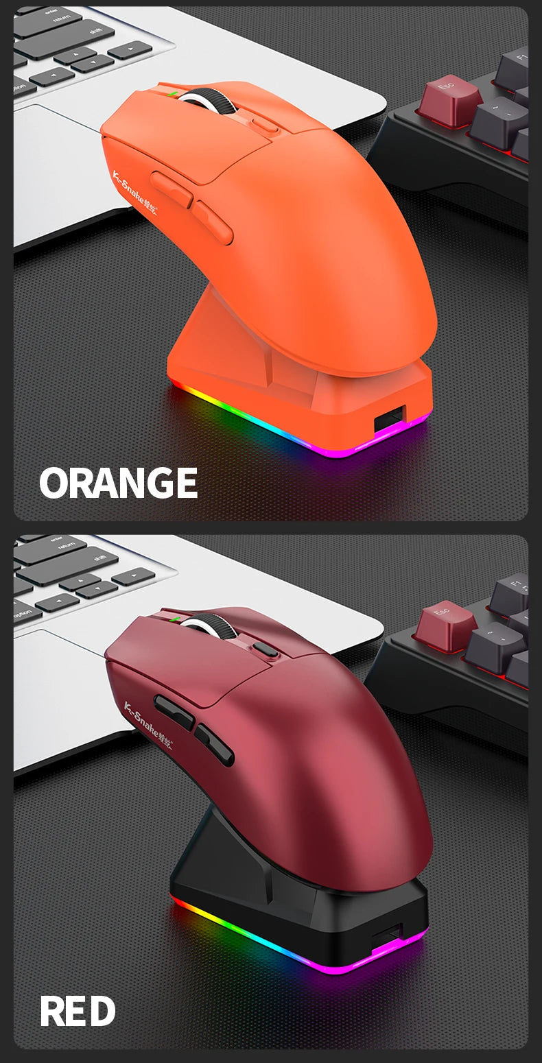 KEBIDUMEI X11 PAW3311 Tri-Mode Wireless Mouse 12000 DPI Gaming Mouse RGB Touch Magnetic Charging Base Bluetooth /2.4G/Wired Mice