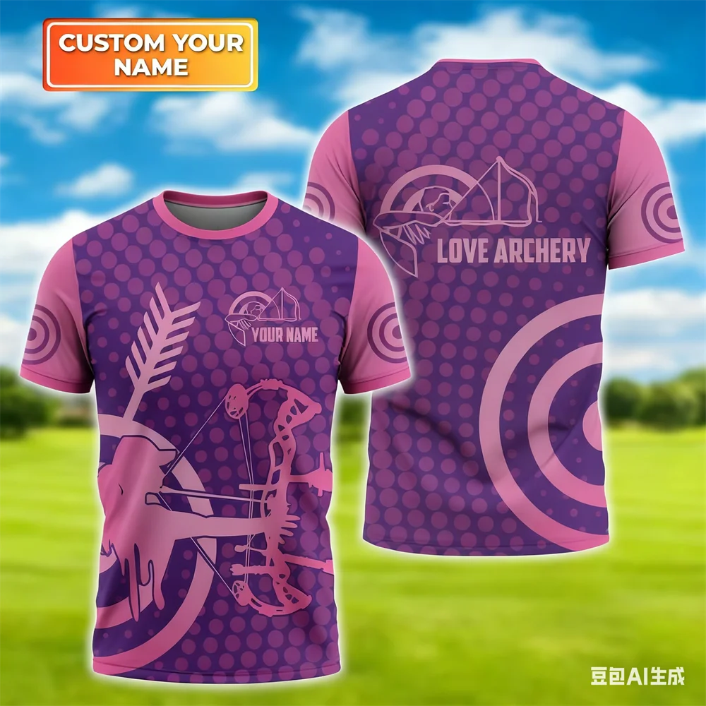 Funny 3D Printing Men's T-Shirts Fashion Personalized Name Short Sleeve Tees Casual O-neck Loose Tops Archery Club Team Clothing