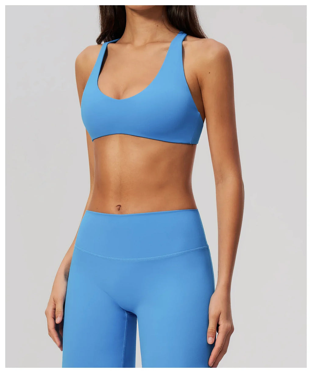NCLAGEN Sport Bra Women High Support Fitness Brushed Underwear Back Cross Gym Clothes Training Yoga Top Pilates Workout Tank