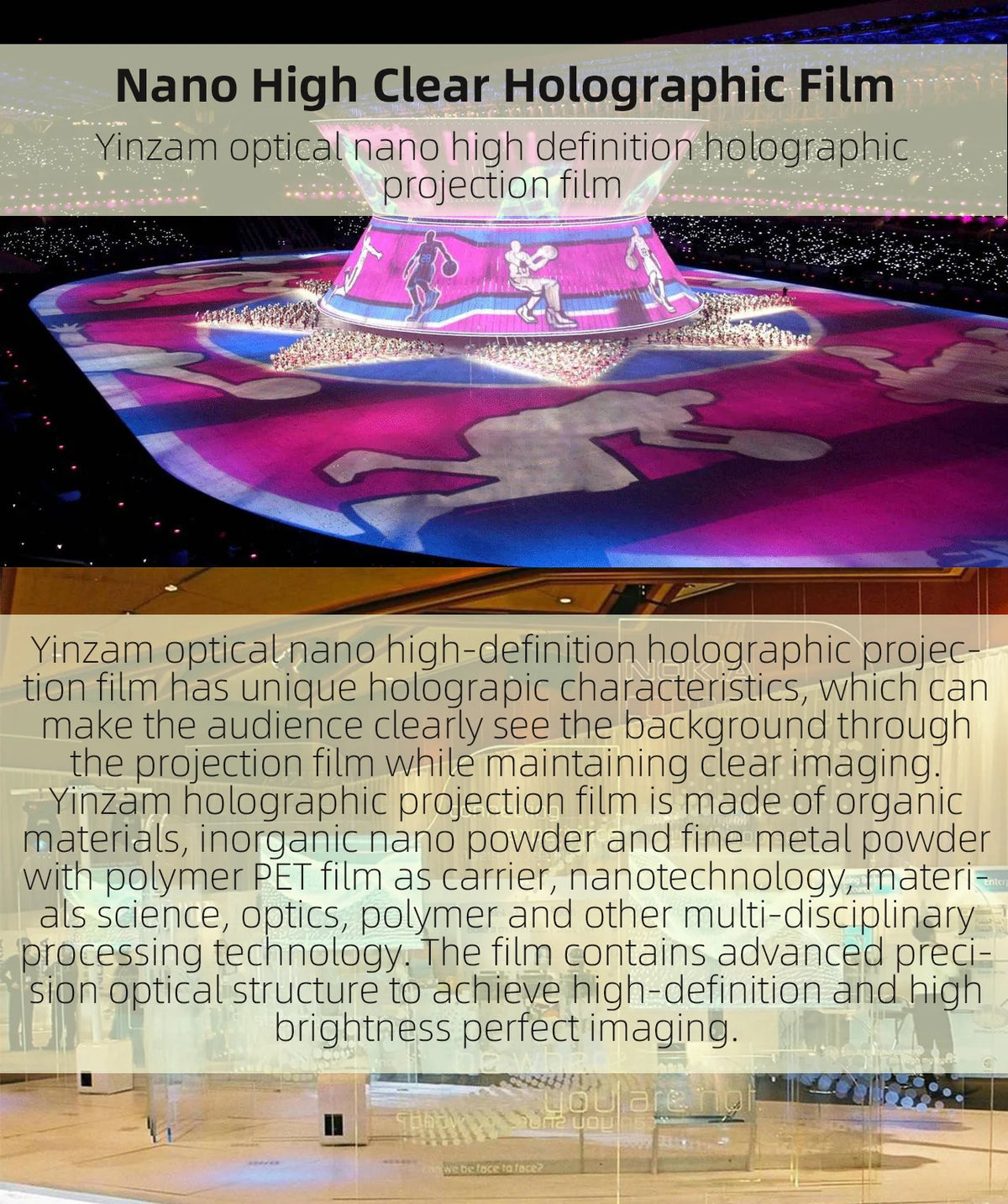 NEW 3D Holographic Projector Screen Transparent/Grey/White/Black Self-Adhesive Rear Holographic Projection Screen Film Customize