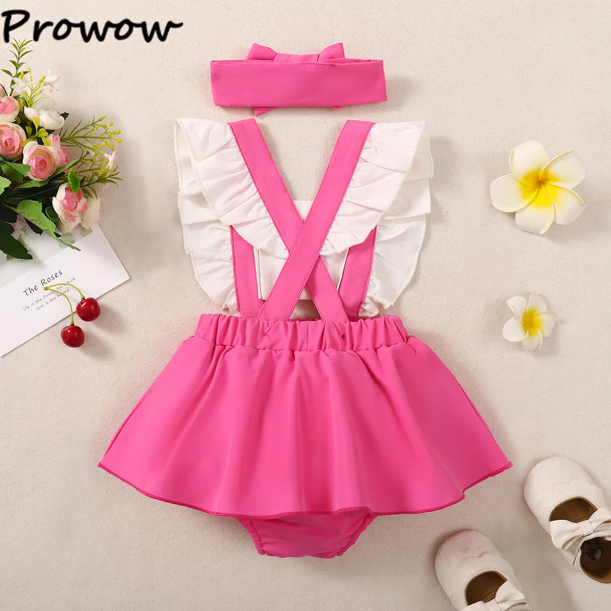 Prowow Baby Girls Clothes 2025 Summer Backless Patchwork Bodysuit Dress For Infants Newborns Clothing Letter Baby Girl Romper