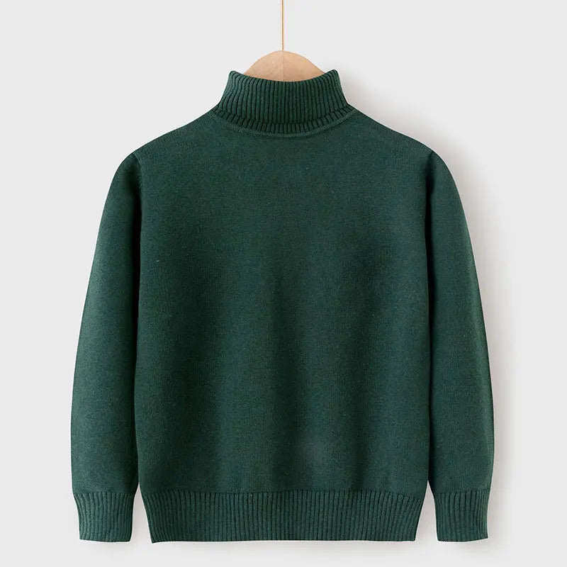 New Autumn Winter Children's Cotton Sweater Full Sleeve Turtleneck Knitwear Baby Boys Girls Clothing Warm Soft Jumper Pullovers