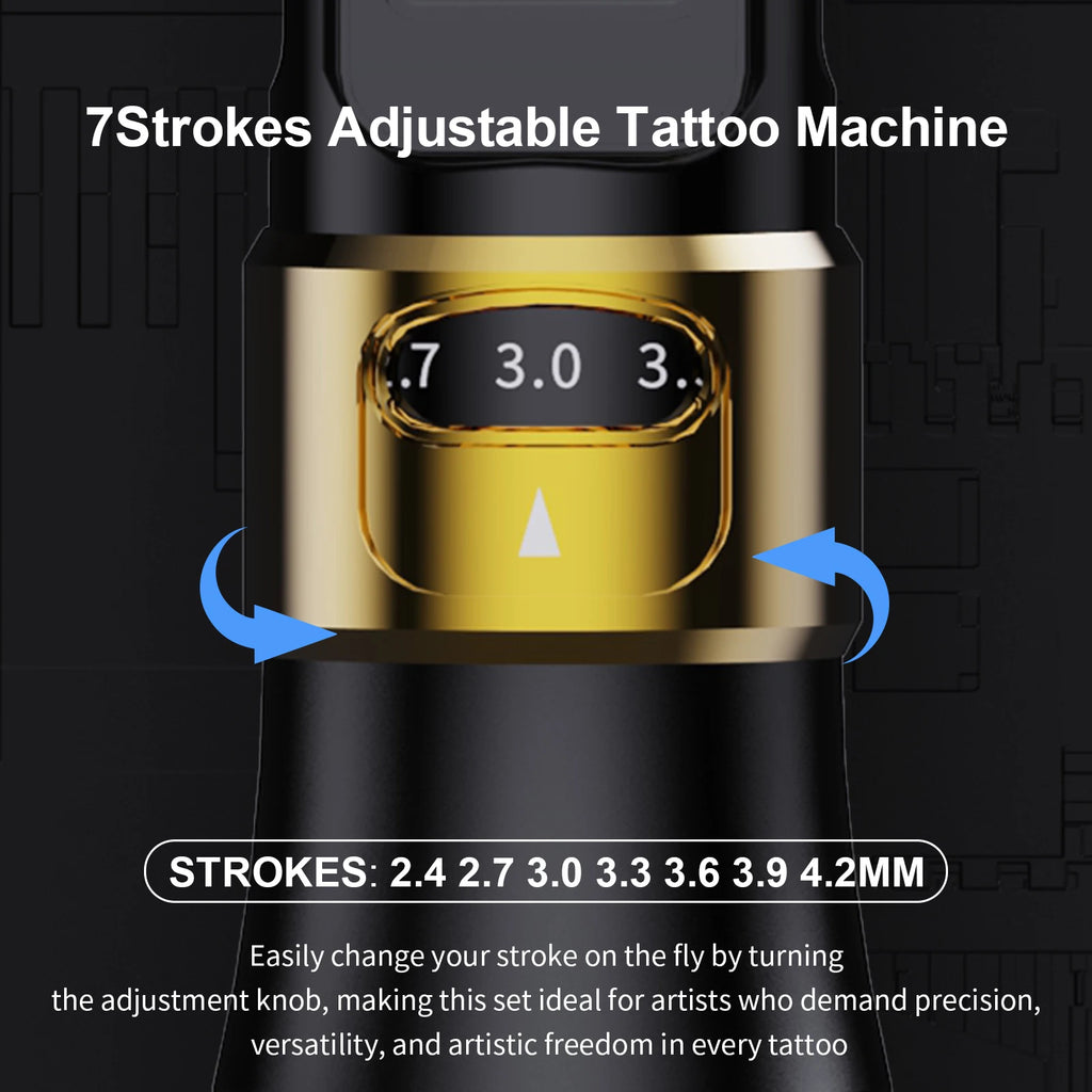 ELF Pro Tattoo Machine Pen Wireless Power Supply Battery 1700mAh Adjustable Stroke LED Display Permanent Makeup Tattoo Gun