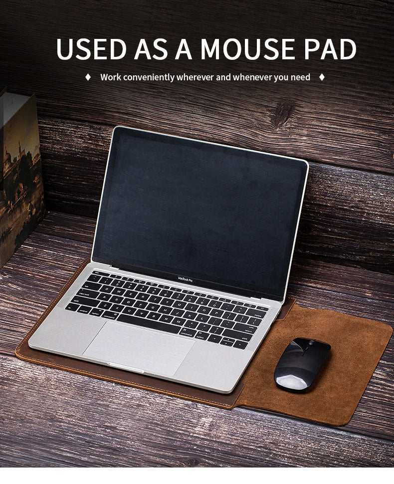 Laptop Sleeve Genuine Leather Slim Tablet Protective Cover for 15/15.6 Inch MacBook Air/Pro