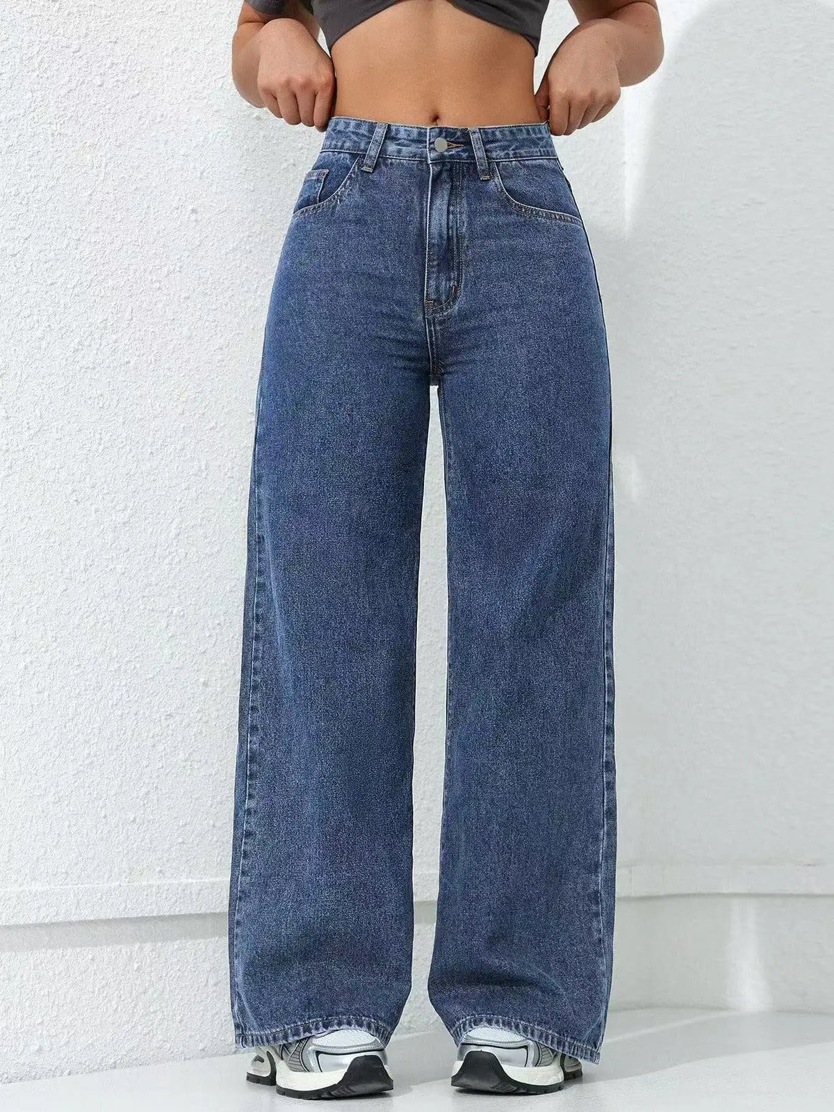 2026 New American Fashion Women's Loose Casual Wide Leg Straight Denim Jeans Baggy Streetwear Pants All Season Trousers