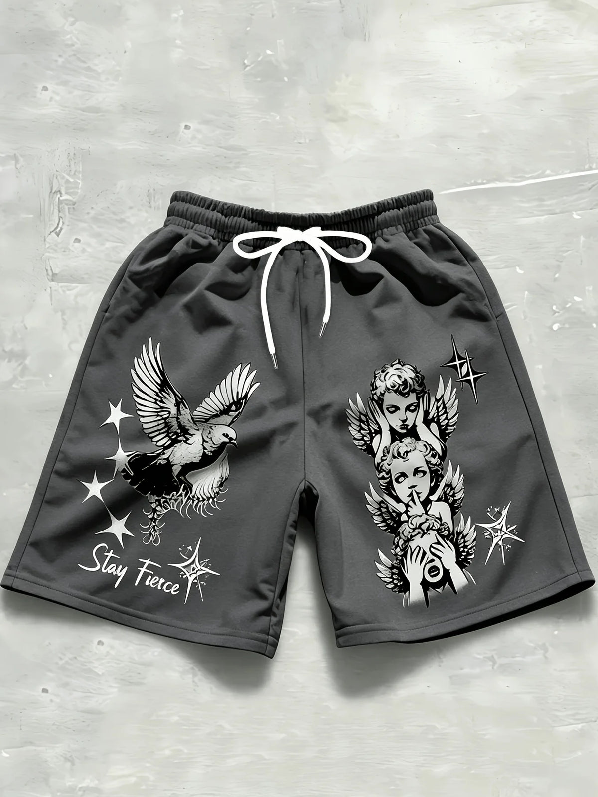 2026 Summer Best-selling Men's Short Pants Casual Sports Fashion Comfortable Soft Breathable Simple Angel Pattern Print