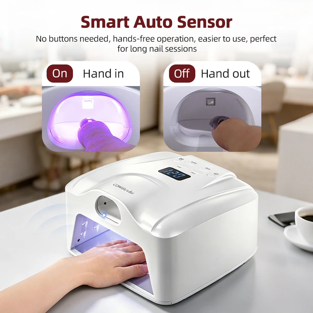 UV LED Gel Nail Curing Lamp with Auto Sensor – EU, UK & AU Plug Options