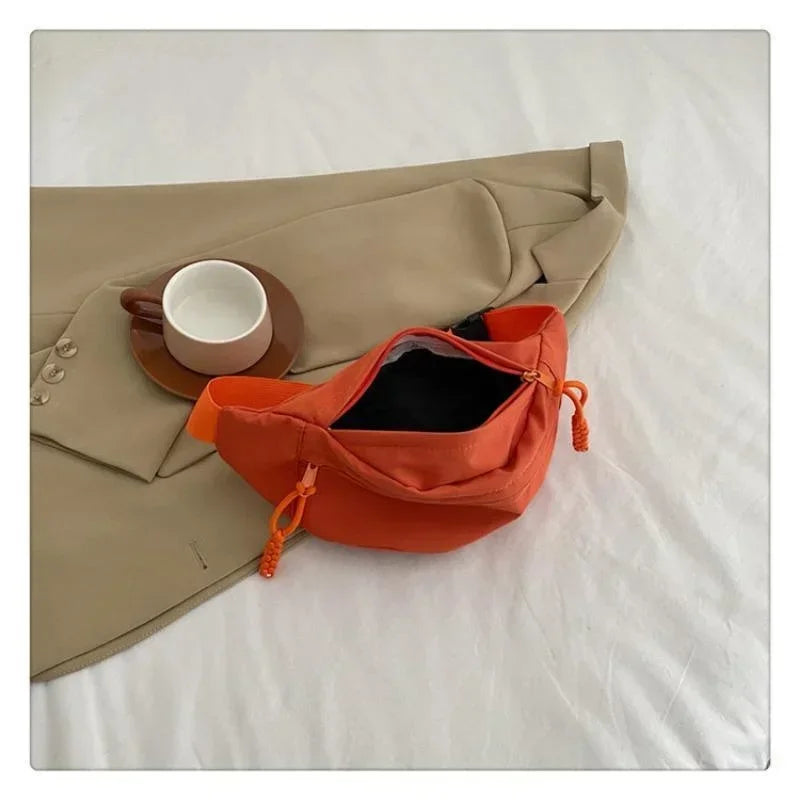 Women's Chest Bag Canvas Crossbody Bag Solid Color Women Sling Waist Pack Versatile Sports Solid Color Waterproof Hiking Bags