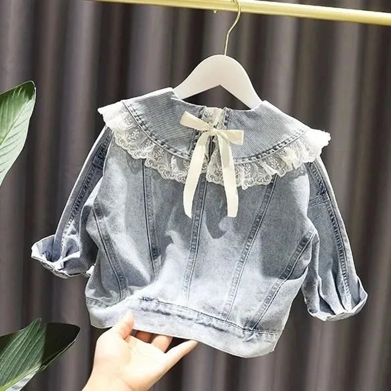 1-10 Years Baby Girls Denim Jacket New Fashion Kids Jean Coat For Girls Sweet Lace Design Princess Outerwear Children's Clothing