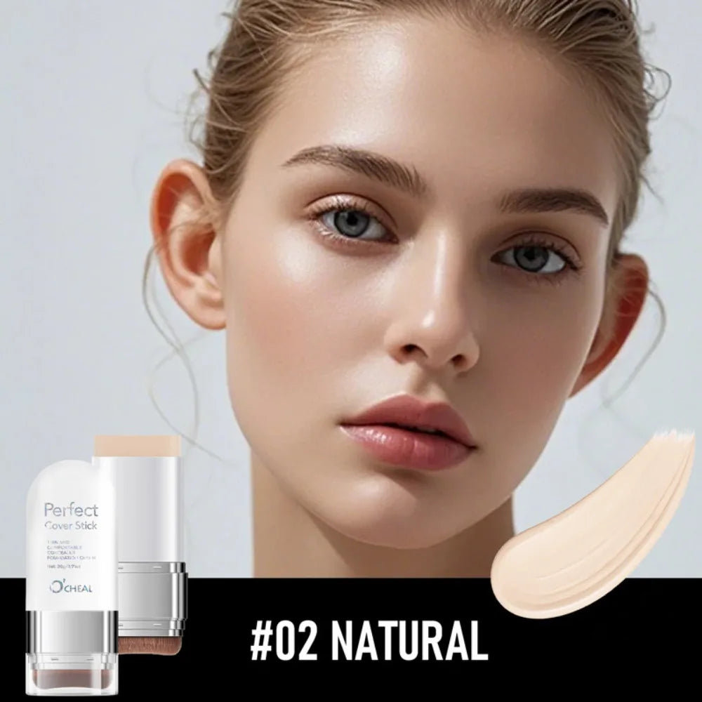 Thin and Comfortable Perfect Cover Stick Waterproof Instant Natural Concealer Foundation Stick Long-lasting with Brush