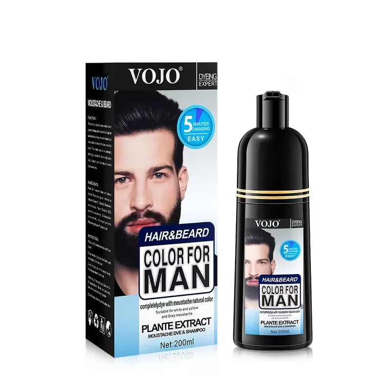 200ml Natural Permanent Beard Dye Shampoo Long Lasting Beard Coloring For Men Removal White Grey Hair Color Cover Beard Care
