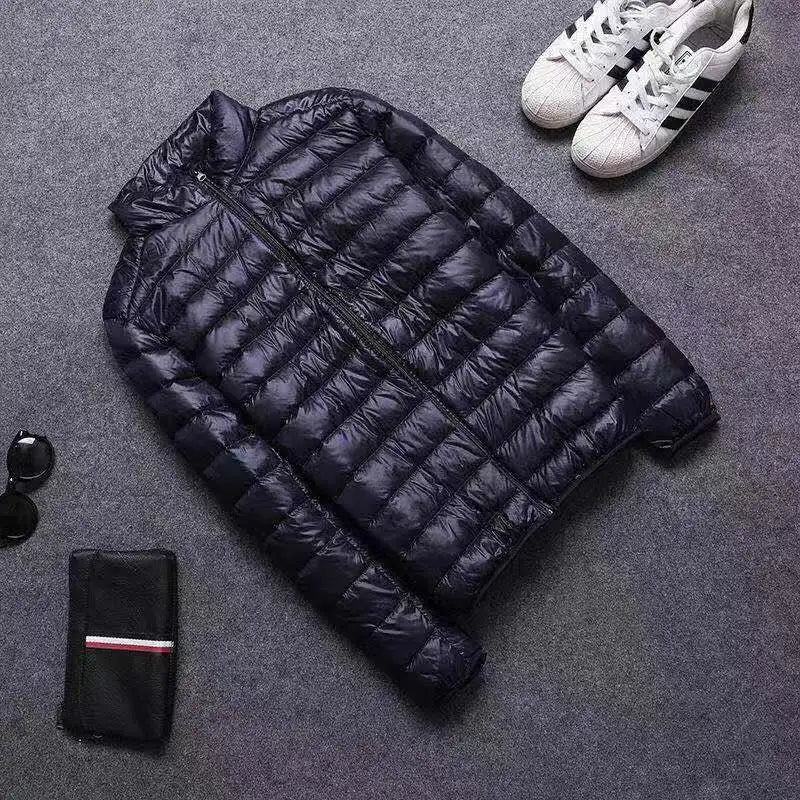 New Autumn and Winter Zipper Cotton-Padded Clothes Jacket Men's Fashion Hooded Super Light Warm Slim Coat Jacket Men's Coat