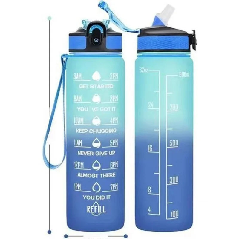 Gradient Sports Water Bottle with Straw & Carrying Strap – 900–1000ml