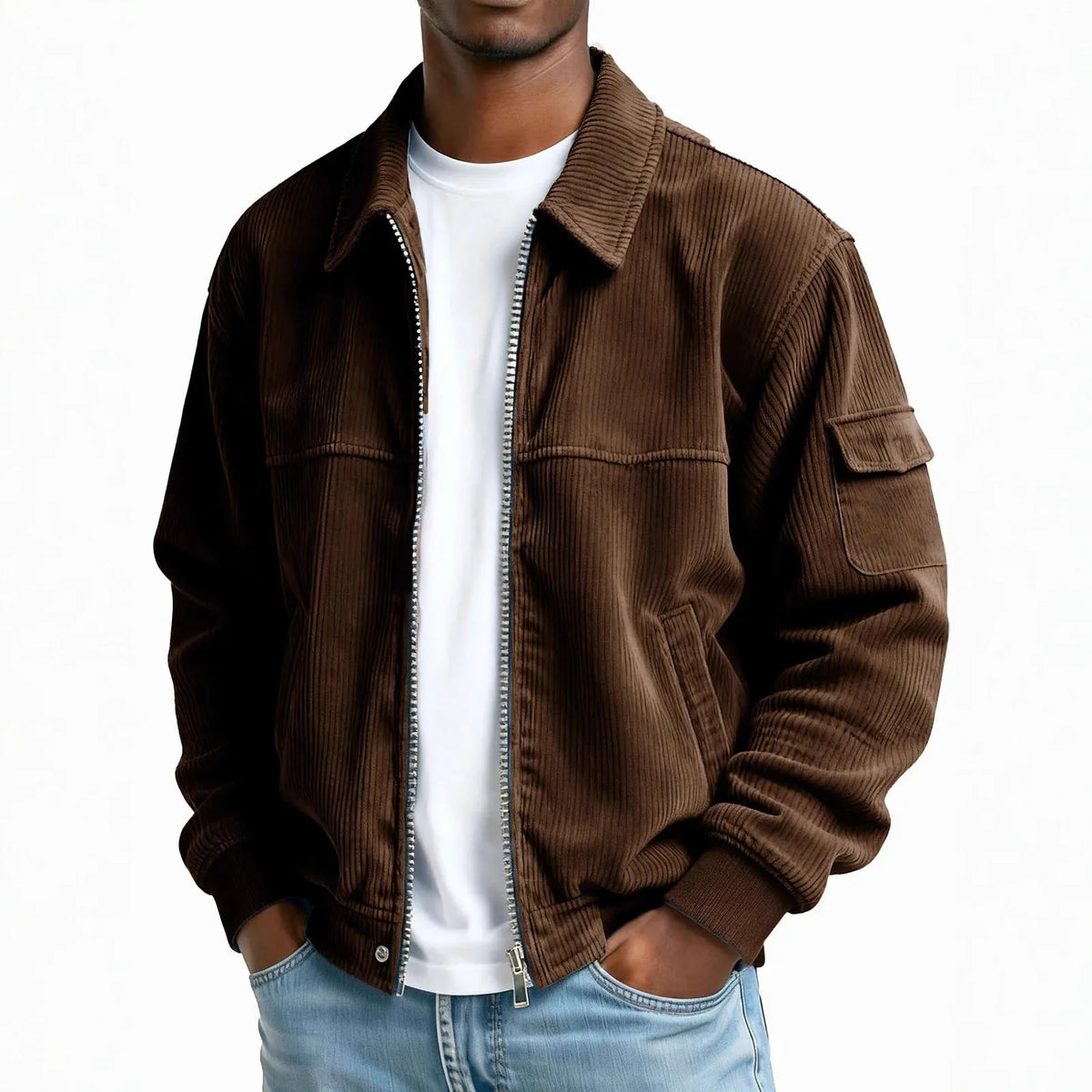 2026 Autumn Winter Men's Vintage Jackets Solid Corduroy Fashion Casual Full Sleeve Pocket Outwear Coats Man Sports Streetwear