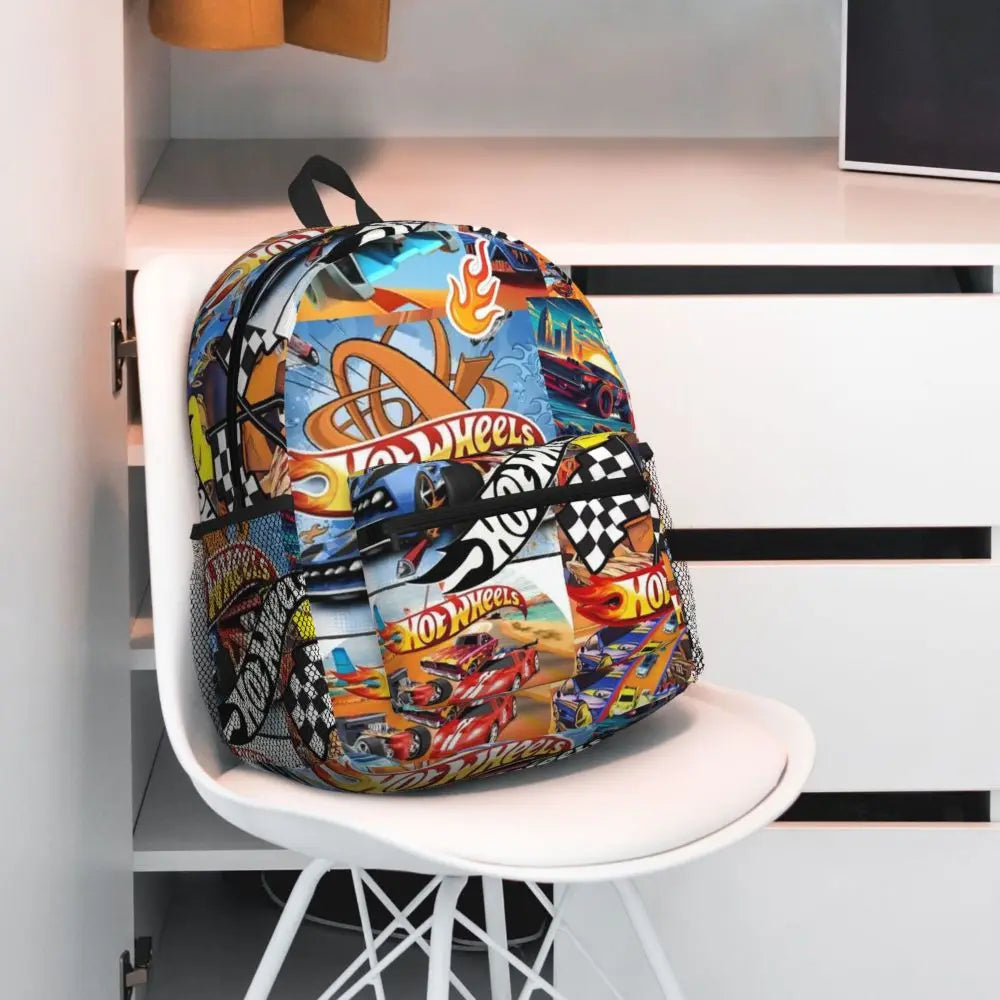 Hot Wheels Race Student Backpack School Bag Hiking Travel Daypack for Men Women Bookbag Shoulder Bags