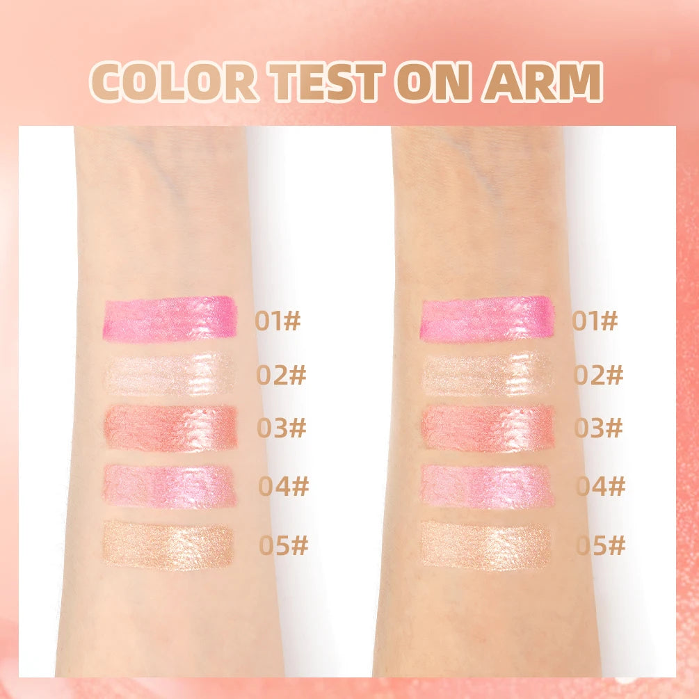 QIBEST 5 Colors Glitter Lip Gloss Long Lasting Diamond Pearlescent Metallic Liquid Lipstick Moisturizing Lip Glaze Tint Makeup