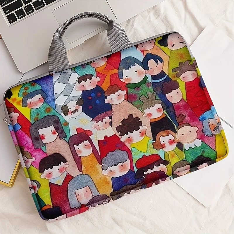 1-Piece Set, Human Patterned Laptop Bag, Briefcase, Suitable for 14 Inch Laptops, Fixed Laptop Bag