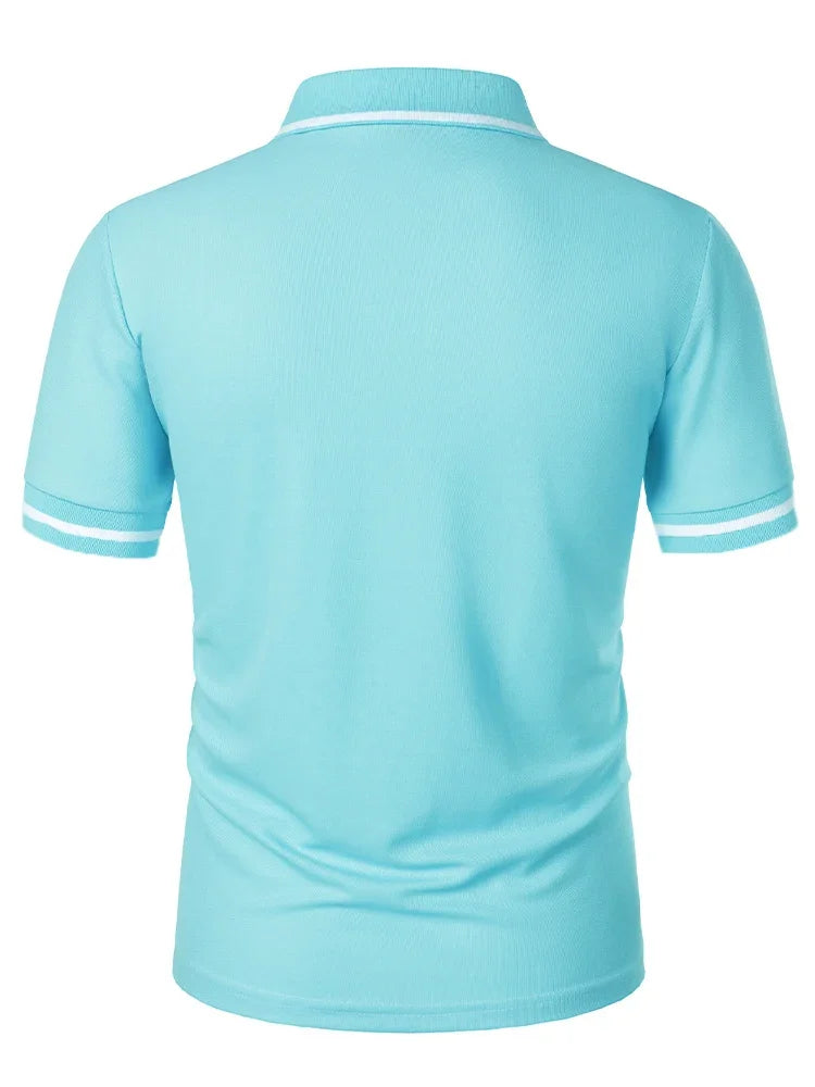 Fashionable men's casual solid-color short-sleeved top, men's lapel short-sleeved T-shirt, casual and fashionable solid-color sh