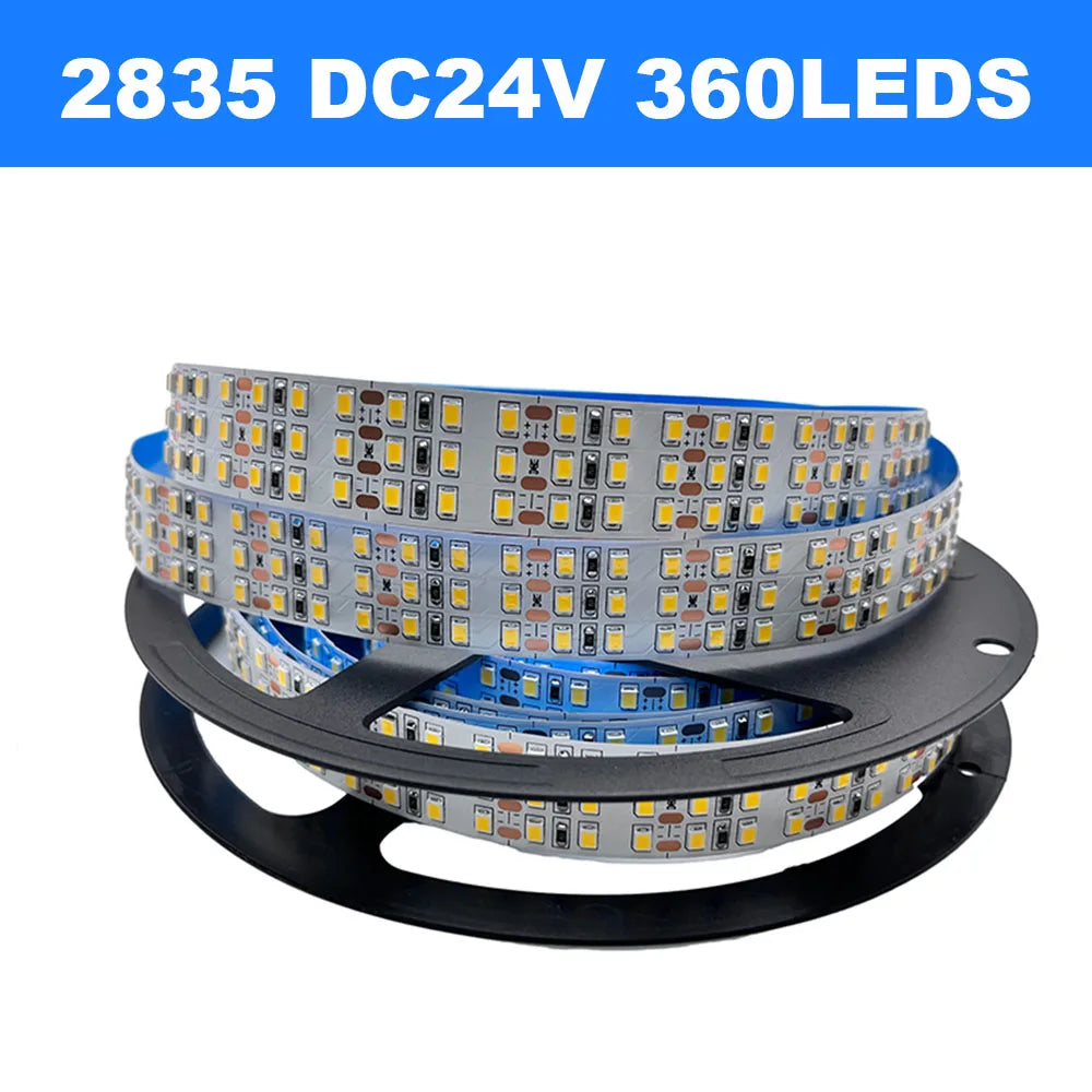 5m Double Row Led Strip light 2835 360Led 480Led 240Led 12V/24V High Bright Flexible Led Lamp IP67 Waterproof 3000K/4000K/6000K