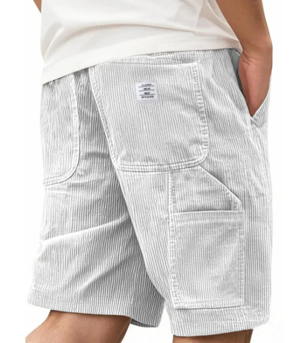 2026 European & American New Style Men's Corduroy Shorts, Multi-pocket Embroidered Logo Retro Cargo Casual Shorts