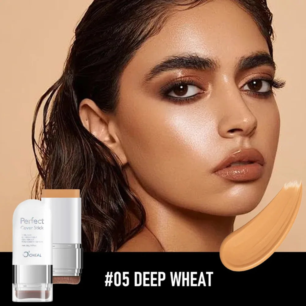 Thin and Comfortable Perfect Cover Stick Waterproof Long-lasting Concealer Foundation Stick with Brush Instant Natural