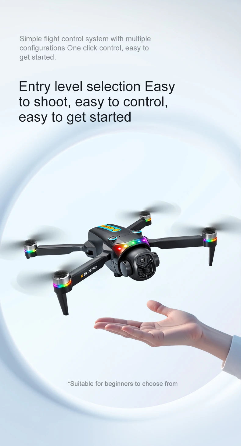 K21MAX Drone with 4.3" Screen Remote Controller, FPV Quadcopter with Optical Flow Hover & Auto Return-to-Home, Portable RC Drone for Beginners, Holiday Gift