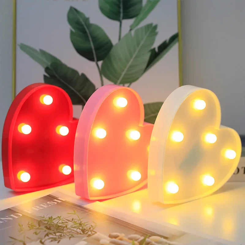 LED Love Heart  Lamp Wedding Party Romantic Red Pink Night Light Ornament Birthday Christmas Home Decoration Valentines Day Gift