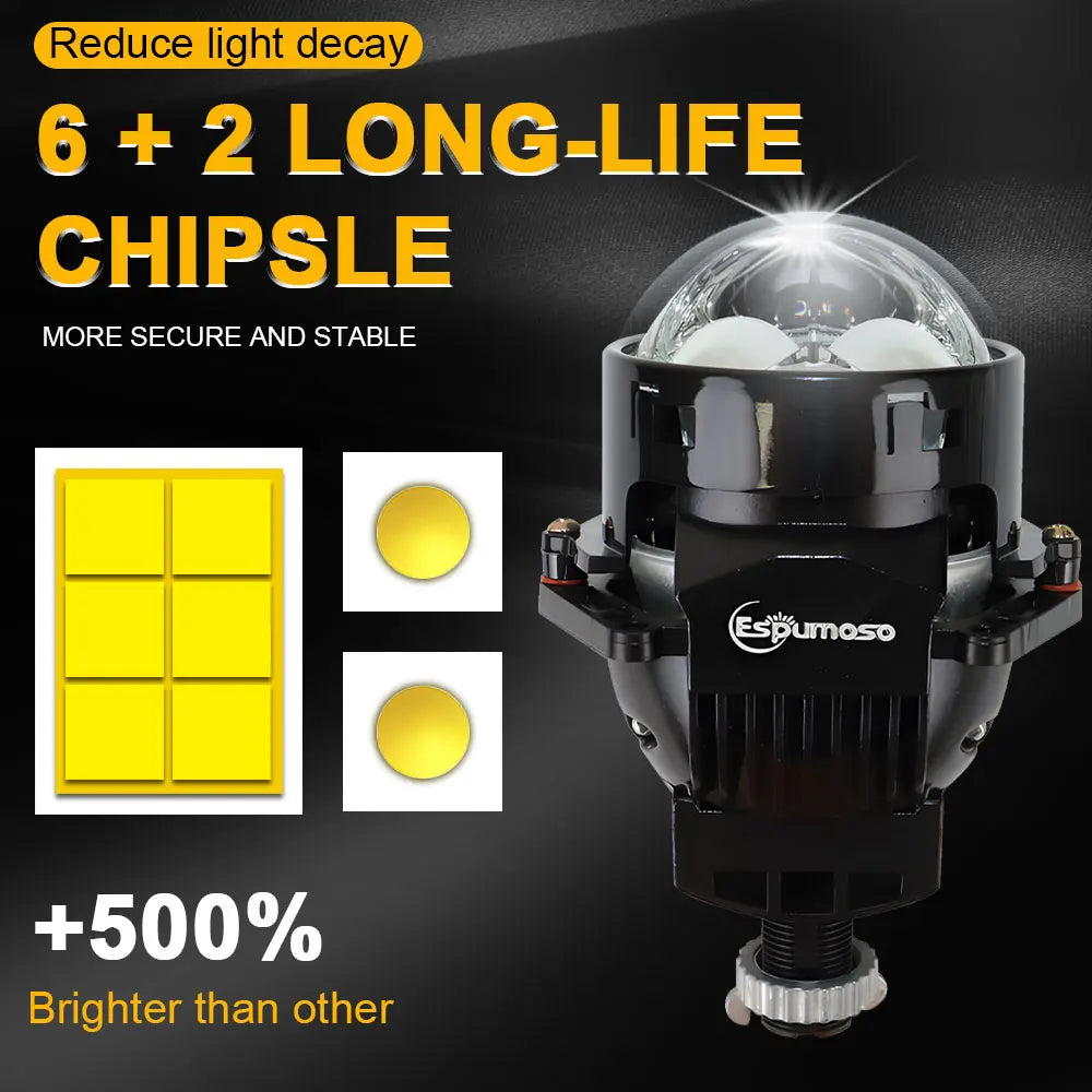 2+6pc Chips 3.0 Inch Bi Led Projector Lens Halo Lights H4 H7 9005 9006 Car Headlights Hella 3R G5 Angel Eyes High Low Beam LED