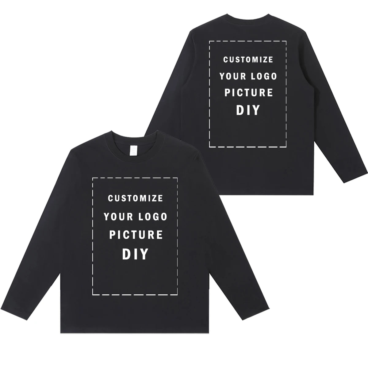 DIY Customize Long Sleeve T-Shirt Fashion T-Shirt Men Women Your Logo/Picture 100% Cotton Oversized Autumn Winter Tops